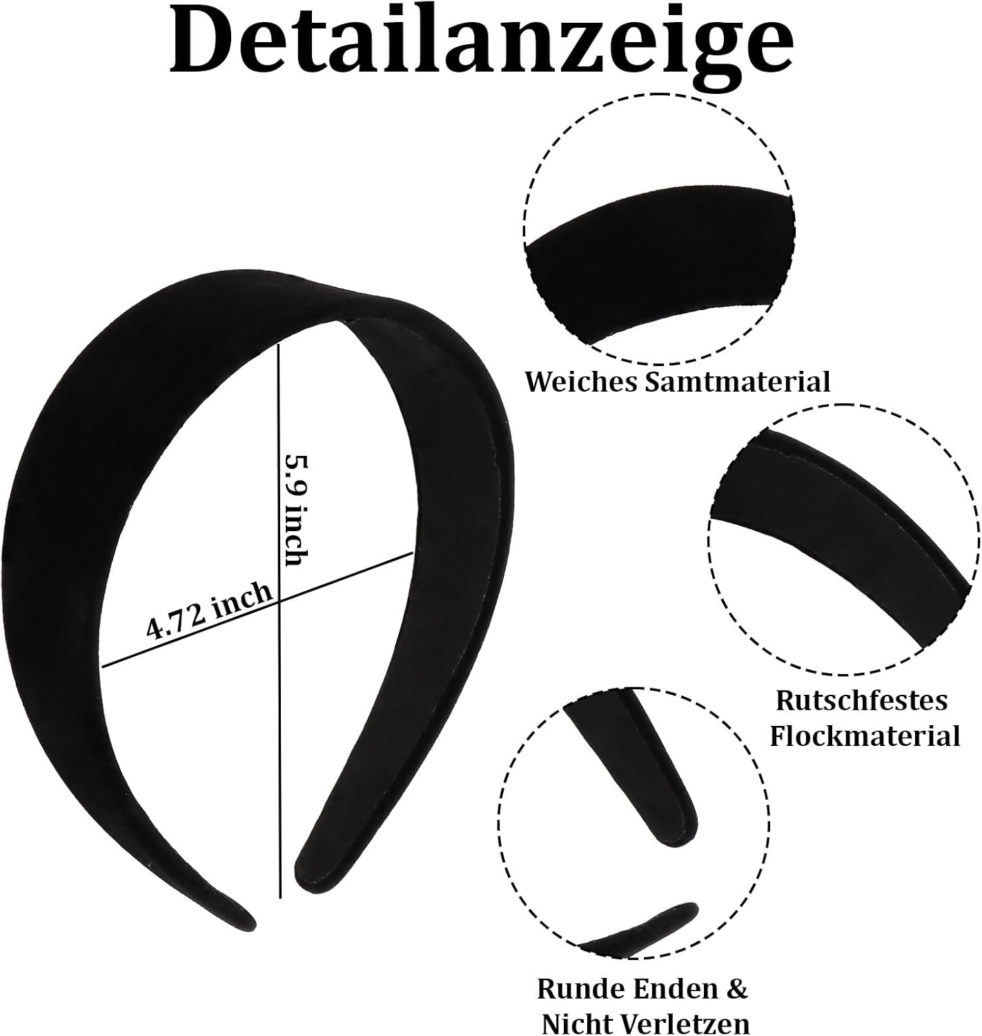 KIUEZIR Black Wide Headband Women'S - Extra Wide Vintage Headband with Non-Slip Velvet Lining, Soft & Comfortable Headband for Women & Adults, Office & Everyday Life, Hair Accessories Women'S Festival
