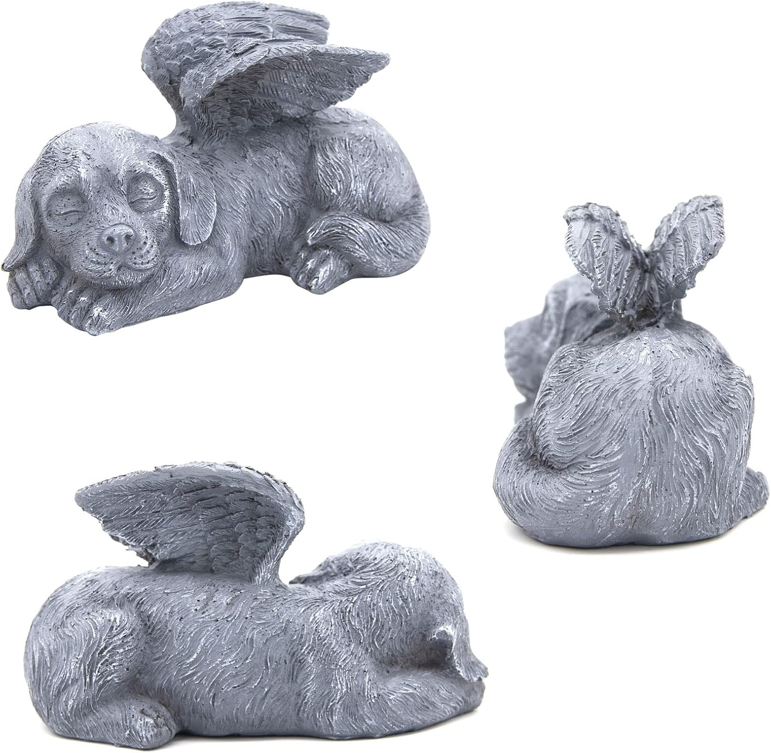 Lhybtm Dog Angel, Sleeping Dog, Sleeping Angel Dog, Grave Ornament for Resin, Angel Wings for Pets, Memorial Stone Heart, Resin Grave Ornament Statue for Home (11.5 X 5.5 X 6.3 Cm)