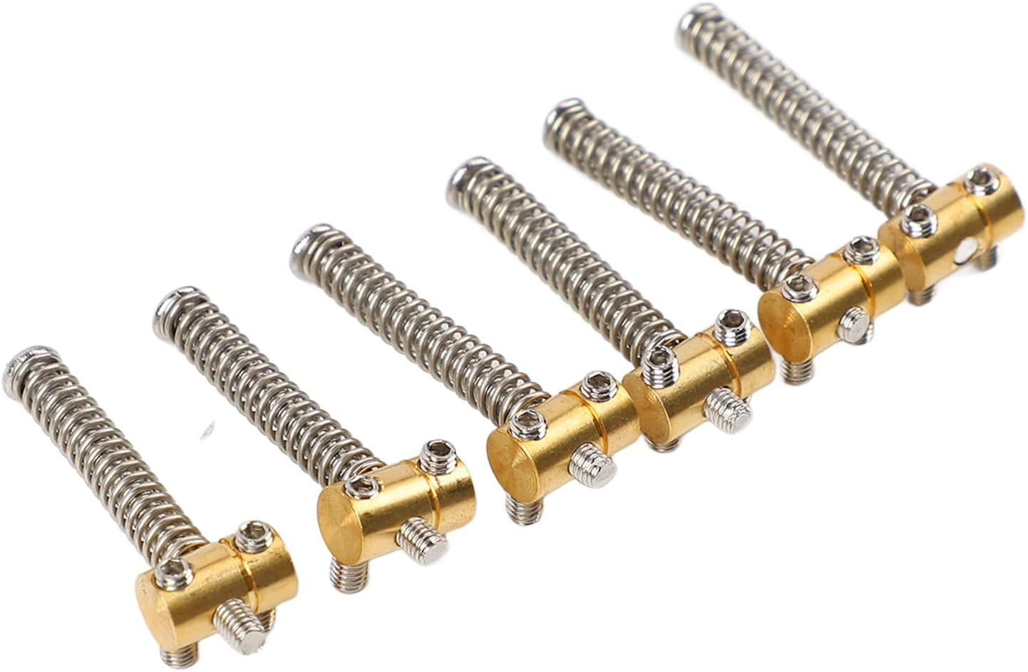 Generic Brass Saddles Set, Brass Guitar Saddles Drum In-Tune Bridge Compensated Bridge Set for Tele Style Electric Guita Replacement Parts image number 2