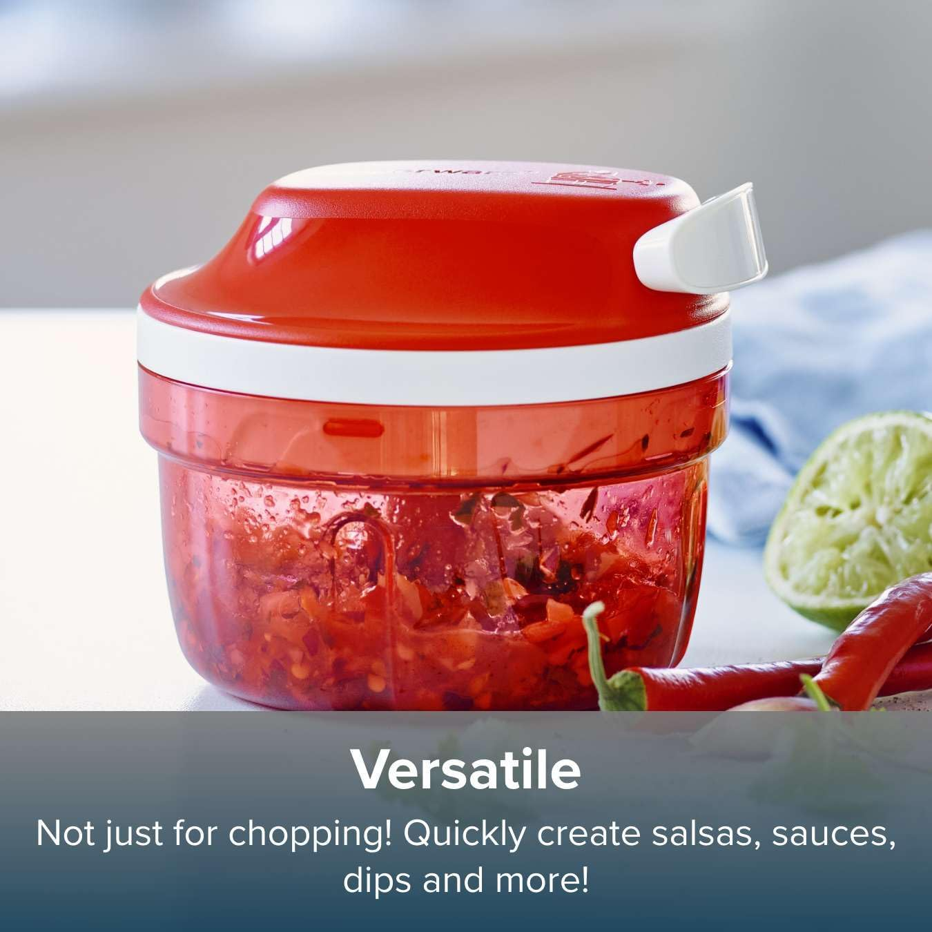 Tupperware Supersonic Mini Chopper 300Ml Capacity Manual Food Processor - Kitchen Aid for Chopping Herbs, Nuts, Garlic, Vegetables image number 1
