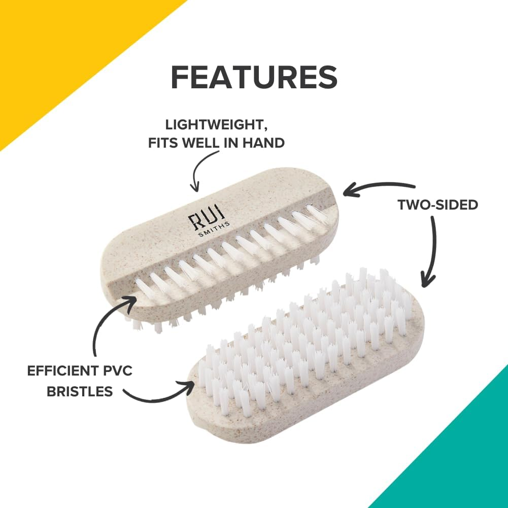 Rui Smiths Carbonconscious Nail Cleaning Brush with 2-Sided Bristles for Manicure and Pedicure Grooming | Made with Wheat Straw Bioplastic image number 6