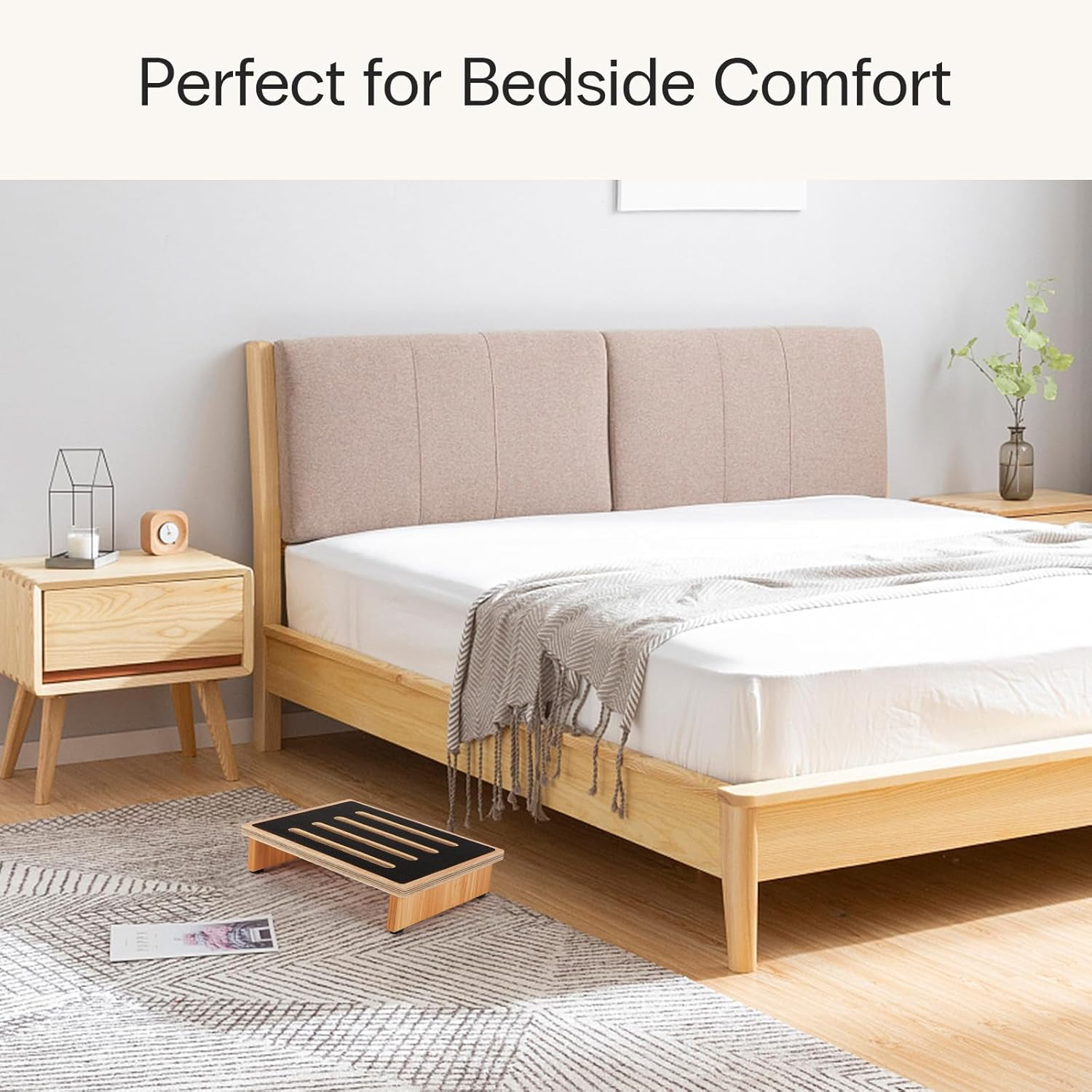 Strongtek 3.5" One Step Stool for Adults, Sturdy Wooden Riser with Non-Slip Rubber Top, 440 Lb Capacity, No Assembly Required, Portable for Kitchen, Bathroom, Bedside, Kids & Seniors