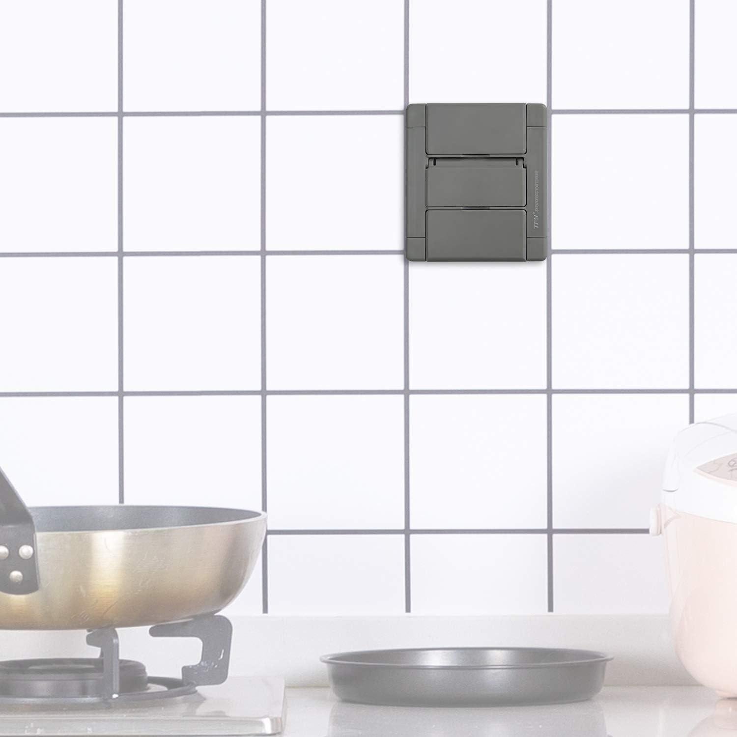 TFY Universal Kitchen Wall Mount for Tablet, Ereader and Smartphones, for Ipad Air, Mini, Ipad Pro 10.5 Inch, Wall Holder (Gray) - Black image number 4