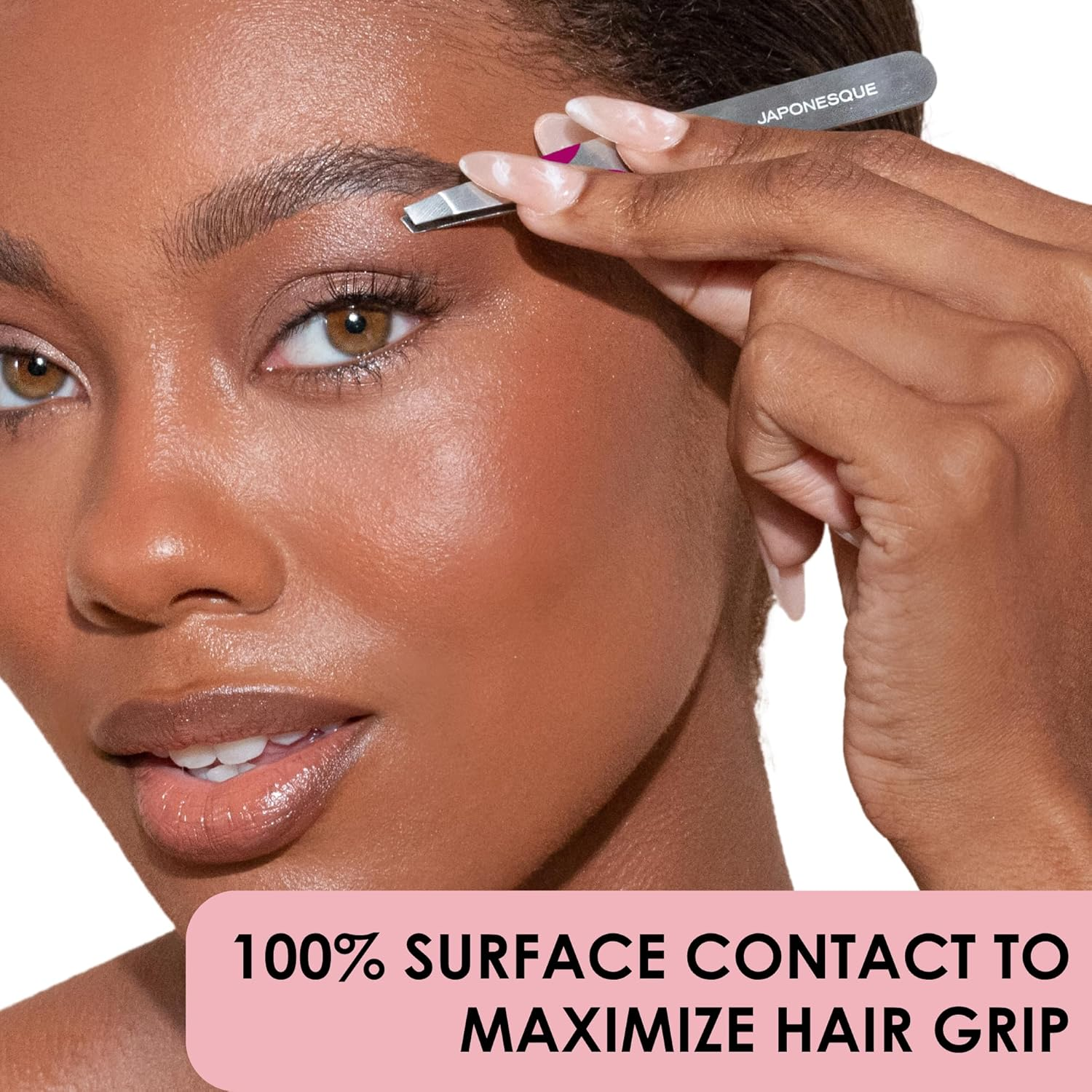 Japonesque Smart Guide Slant Tweezers &ndash; Precision Eyebrow Plucking Tool with Slant Tip, Stainless Steel Hair Removal image number 3