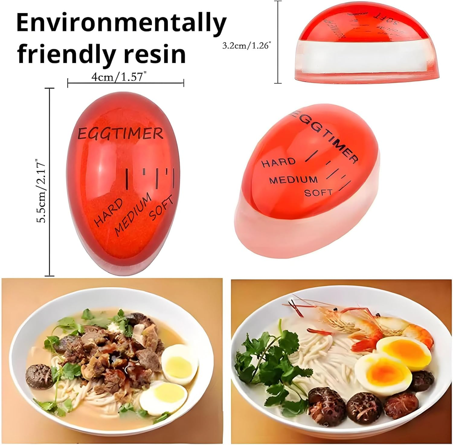 MYTOAU 3Pcs Egg Timer Resin Kitchen Timer,Egg Color Changing Timer,Visual Time Hard Boiled Egg Timers Change in Color Estimates Degree of Doneness inside the Egg image number 6