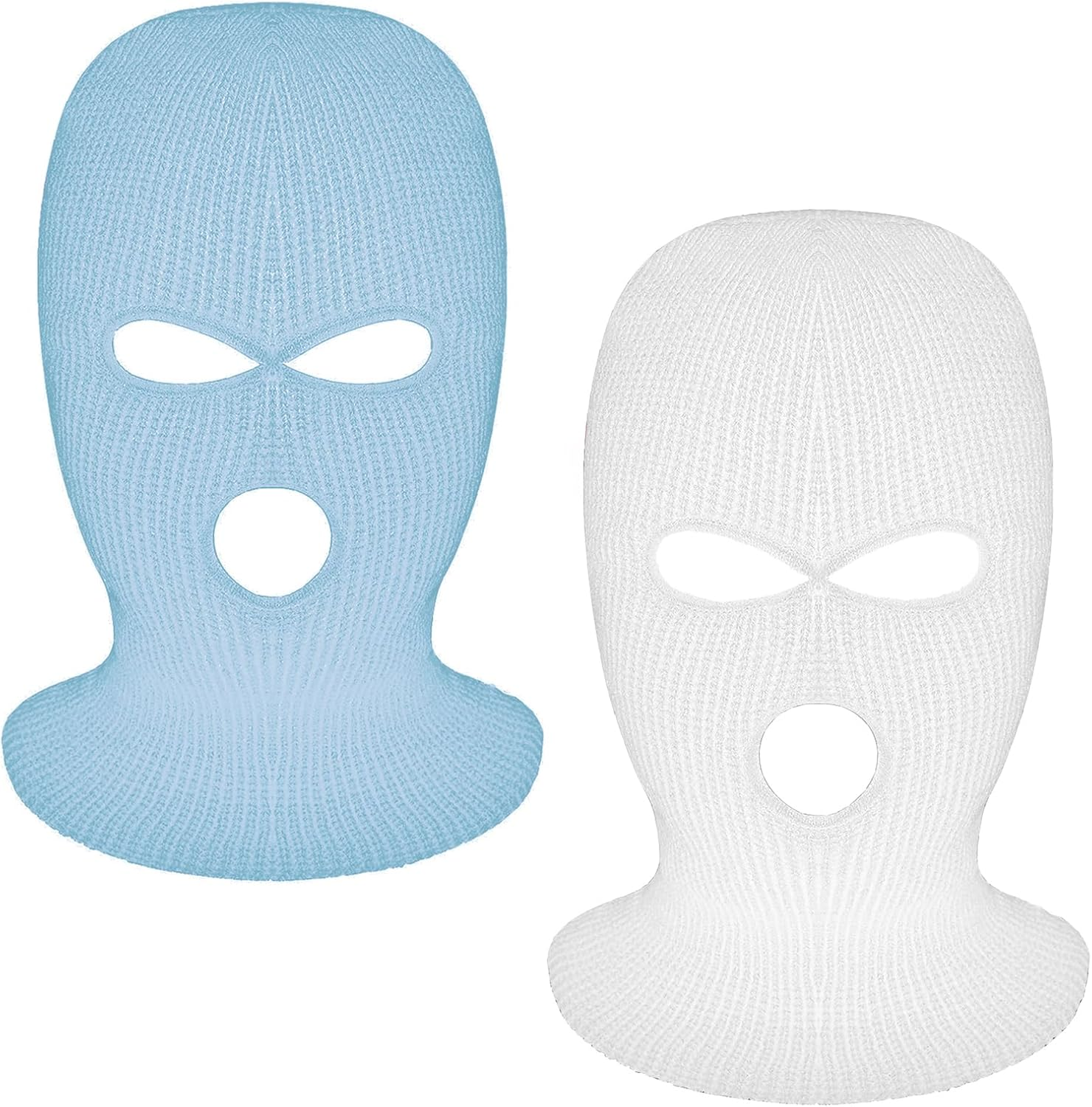 2 Pieces 3-Hole Full Face Mask Cover Ski Mask Winter Balaclava Cap Knitted Face Cover for Winter Outdoor Sports image number 6