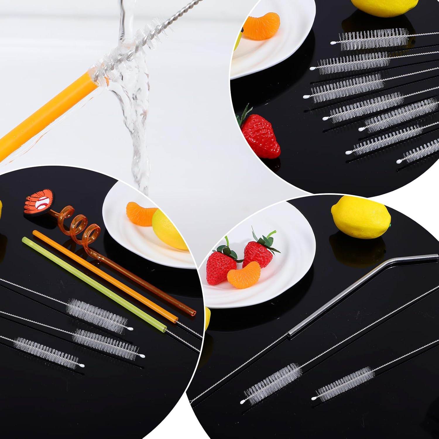 20 Pcs Straw Cleaner Brush 12 Inch Extra Long Straw Brush Reusable Metal Handles Cleaner Brushes Straws Brushes Cleaners with Nylon Bristles for Water Bottle Tubes Drinking Cup Cleaning image number 1