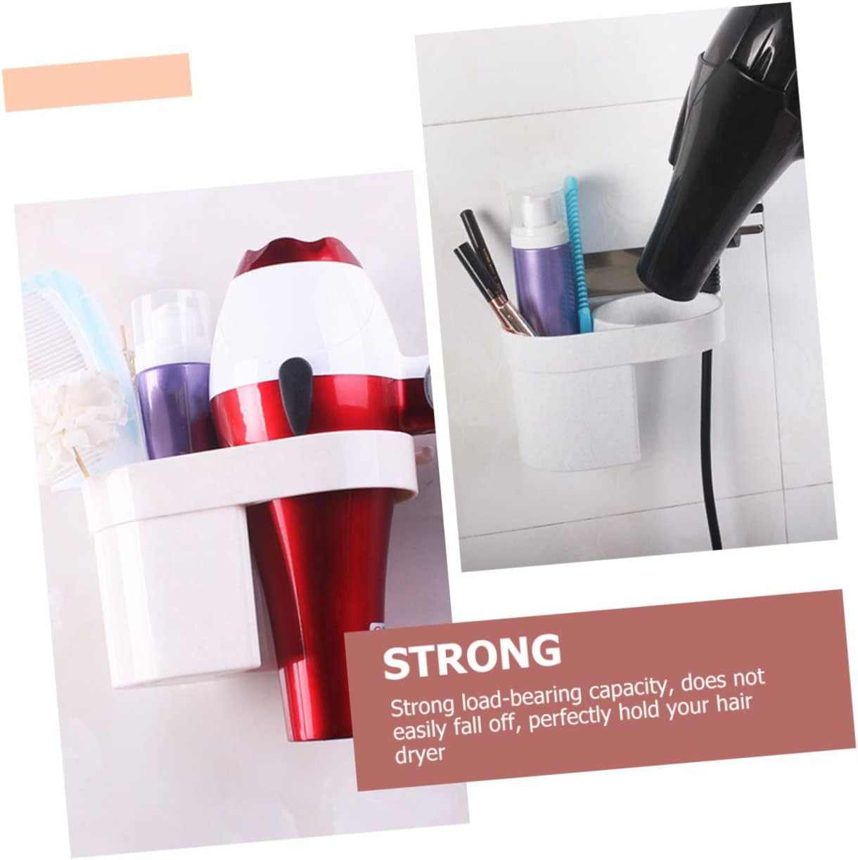 BIUDECO Bathroom Blow Dryer Holder Wall Mounted Hair Dryer Rack Storage Holder image number 6