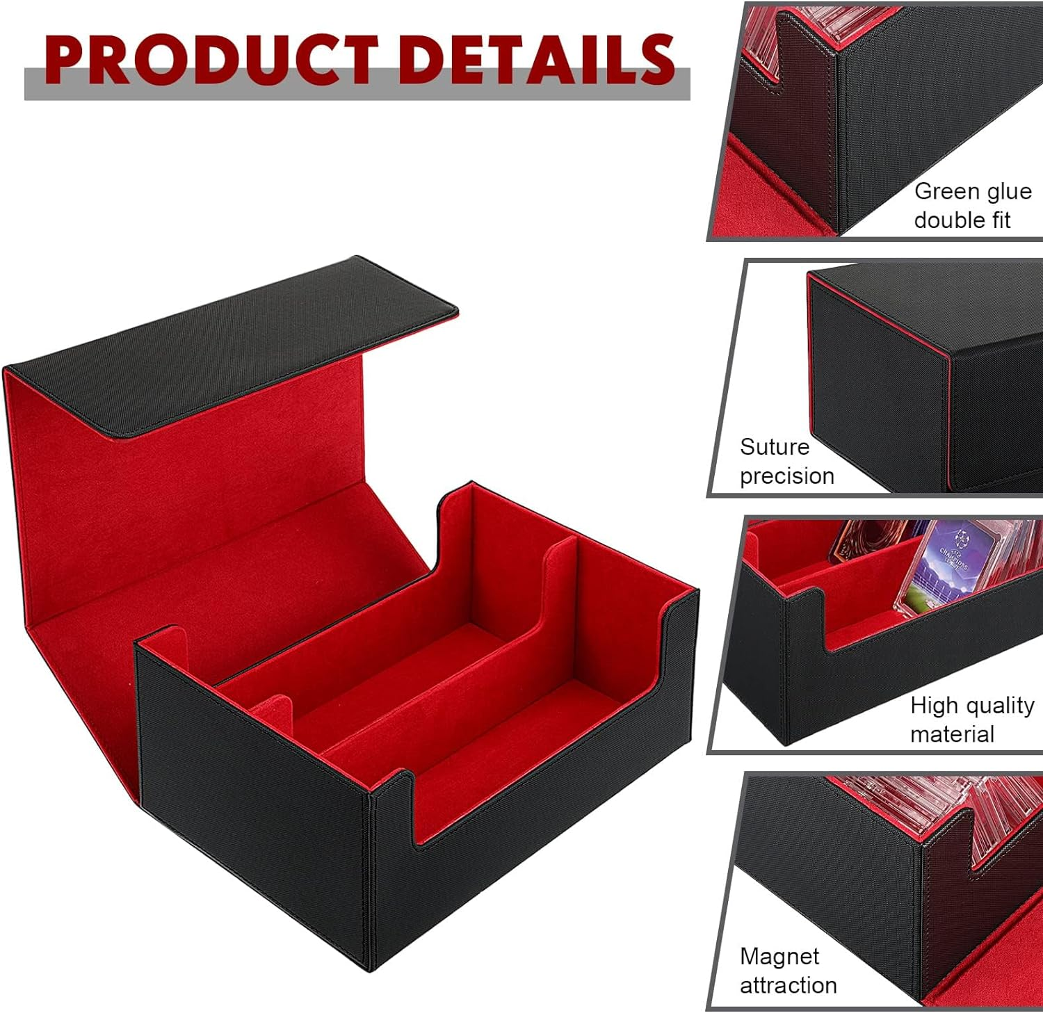 YOZOTI Deck Card Storage for 72 Magnetic Card, 2 Rows Deck Trading Cards Box Holding Compatible with TCG Loader MTG Storage Boxes for Baseball Play Cards image number 5