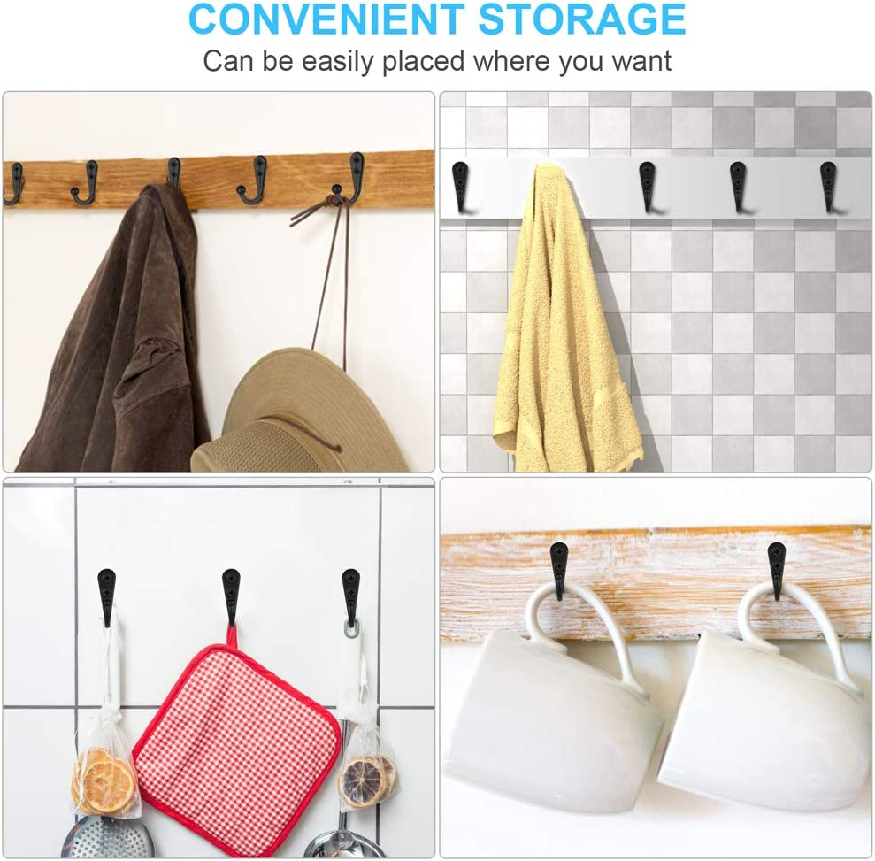 10 PCS Coat Hooks Wall Mounted, Premium Black Heavy Duty Metal Wall Hooks for Hanging Coats, Wall Hook, Coat Hook, Towel Hooks for Hat Keys Closet Bag Backpack Hanger Farmhouse with 20 Screws image number 6