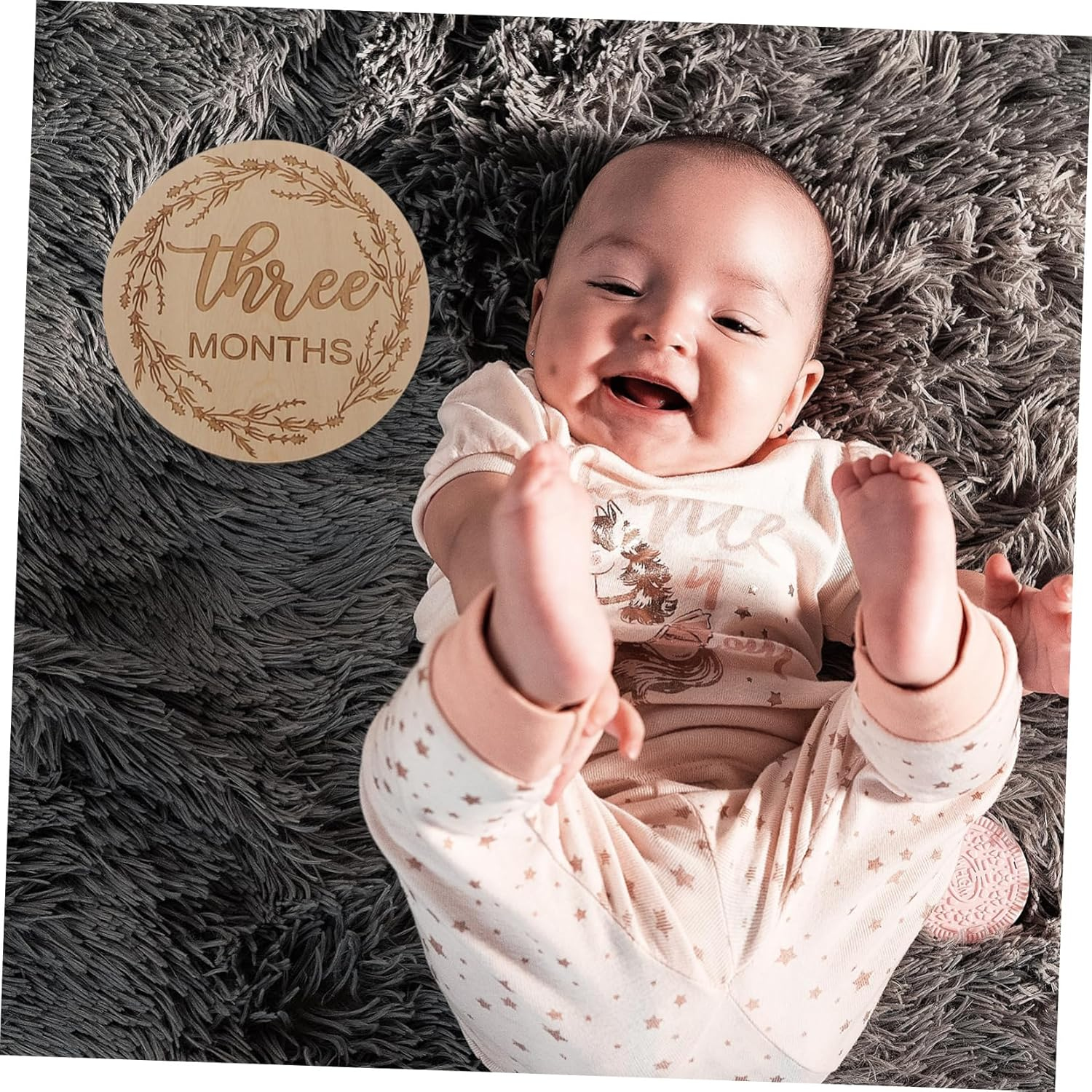 12Pcs Wooden Cards Growth Recording Cards for Boy Girl Monthly Memory Keepsakes Safe Smooth Finish for Parents Photography and Social Media Sharing - Light Brown image number 4