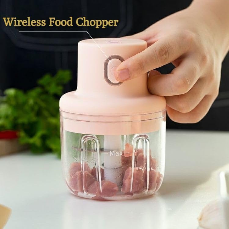 Sky Picnic Wireless Food Chopper, Skypicnic Wireless Food Chopper Garlic Mincer, Electric Minced Garlic in Jar, Portable Rechargeable Kitchen Gadget with Stainless Steel Blades (250ML) image number 3