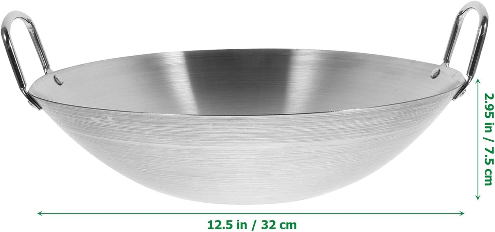 Operitacx Stainless Steel Wok 12 Inch round Bottom Frying Pan Large Capacity Saute Pan for Gas Stove Kitchen Cooking Stainless Wok image number 3