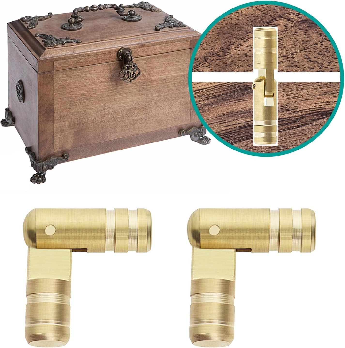 Emagtech 30Pcs Brass Concealed Hinges Brass Cylinder Fixed Hinge Cylindrical Hidden Hinge Furniture Hidden Hinge for DIY Crafts Jewelry Boxes Gift Boxes image number 4