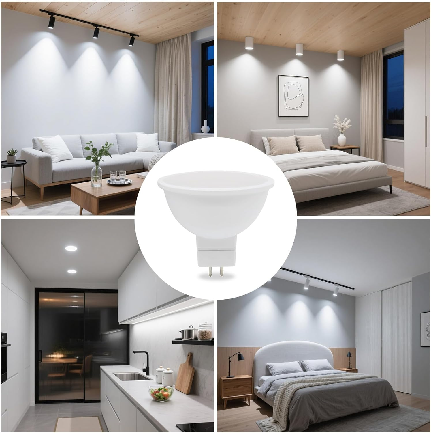 GU5.3 MR16 LED Bulbs 5 W, Replace 60 W Halogen Bulbs, Cool White 65000 K, 350 LM, 12 V AC/DC, Not Dimmable, Beam Angle 100 Degree Spot Flicker-Free Spotlight Bulbs, Pack of 10 image number 6