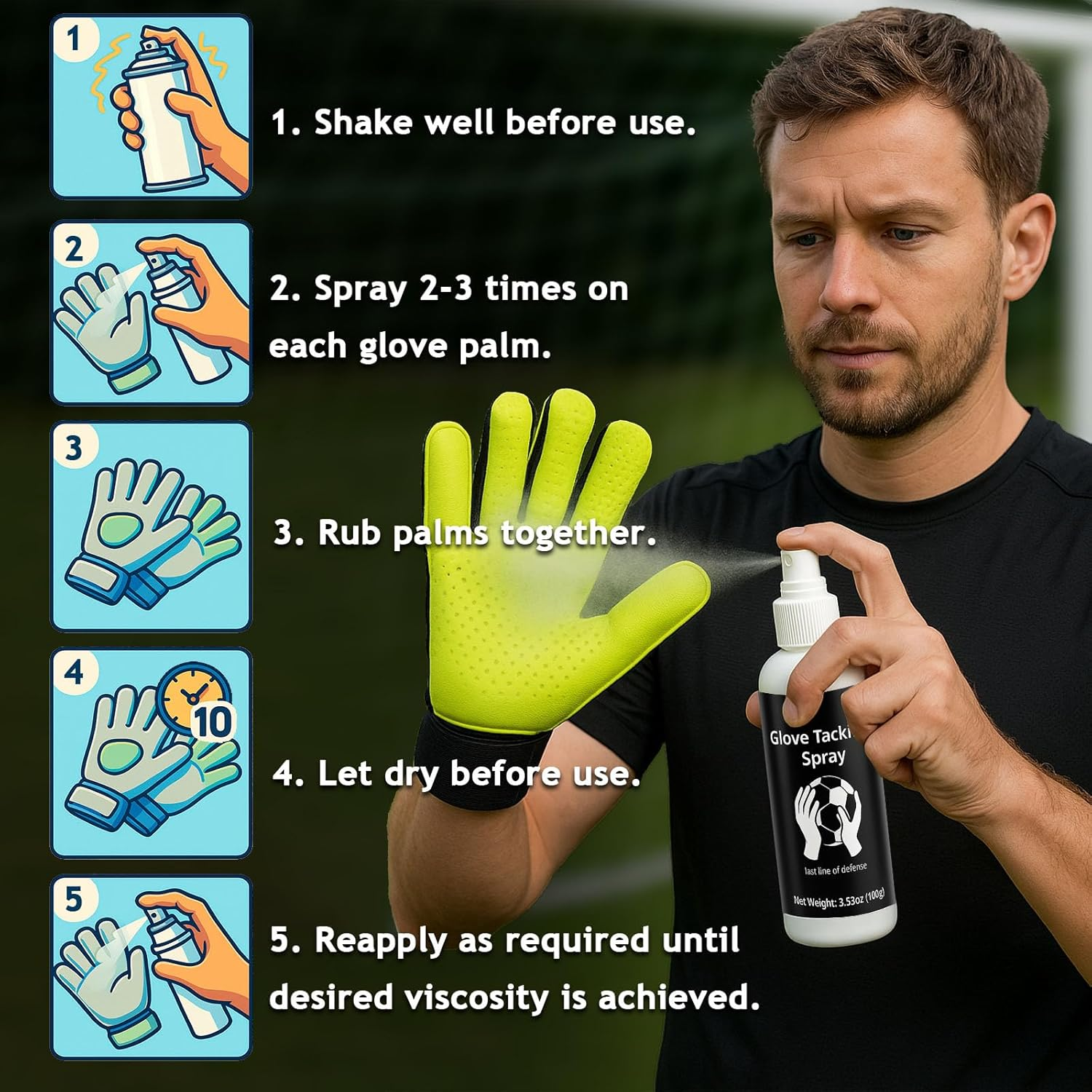 100Ml Glove Glue for Goalkeepers Spray, Enhanced Grip, Long-Lasting Bond, Goalie Glove Spray Suitable for All Soccer Goalkeeper Gloves image number 1