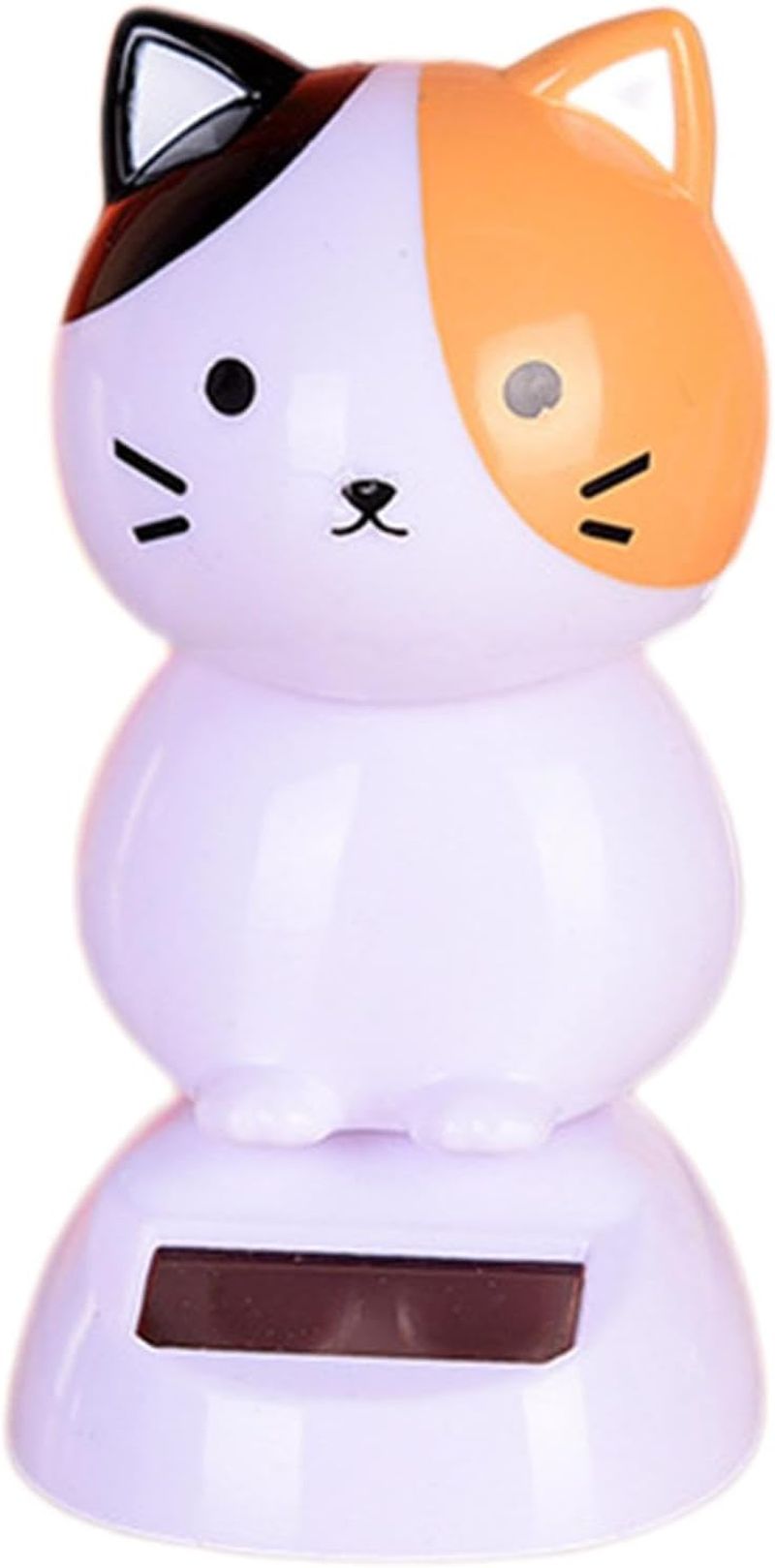 Solar Dancing Cat - Solar Powered Car Ornaments | Bobblehead for Car Dashboard | Car Dashboard Toys | Nodding Car Accessories | Solar Powered Dancing Toys for Vehicles Home Decoration - White image number 7