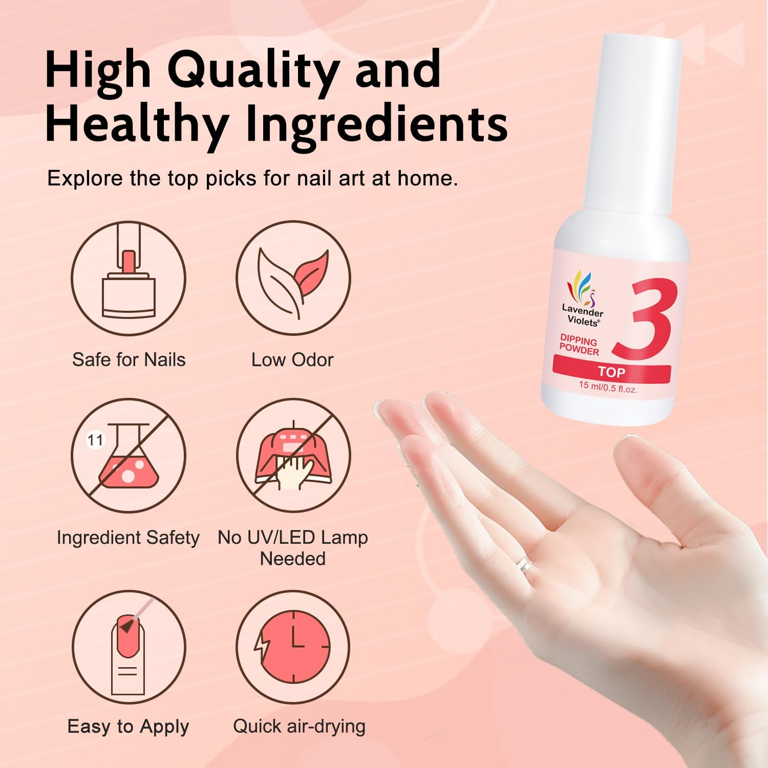 Lavender Violets Dip Powder Liquid Set with Activator, Base Top Coat and Brush Saver 0.5Oz/Bot Nail File Necessary Tools for Dipping Powder Acrylic Manicure Pedicure J775 image number 1