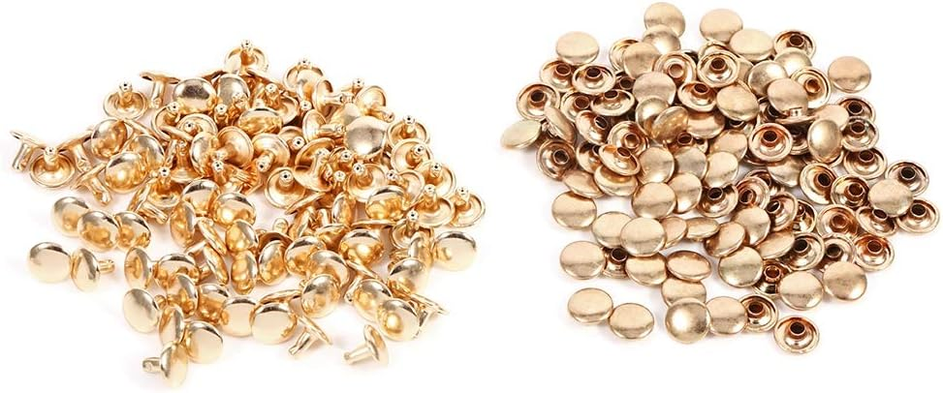 100Pcs D Double Rivet Studs - for Leather Ft, Bag & Shoe Decorations, & Easy to Use (Gold) - Bronze image number 3