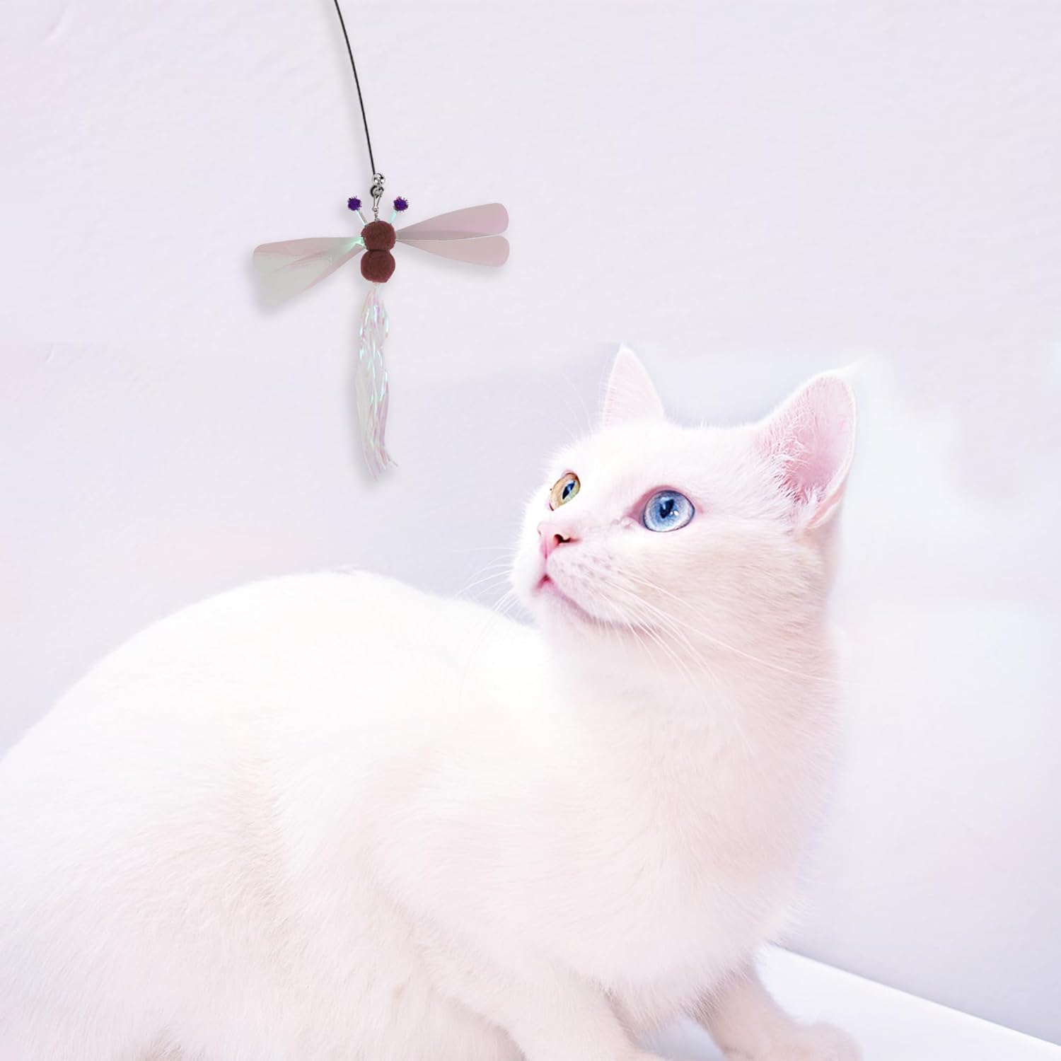 CAPASTEC Pack of 2 Cat Wand Replacement for Pet Interactive, Red, Dragonfly image number 1