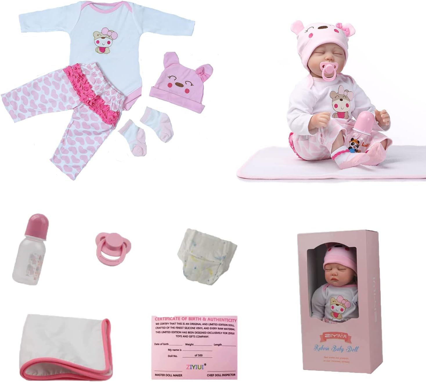 ZIYIUI 22 Inch Realistic Reborn Baby Doll - 55Cm Vinyl Soft Silicone Lifelike Baby with Closed Eyes, Handmade Toddler Doll for Xmas Birthday Gift (Sleeping Girl) image number 6