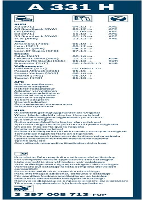 Genuine Bosch A331H Rear Wiper Blade - 330Mm Flat Bar Wiper Blade for Superior Performance image number 4