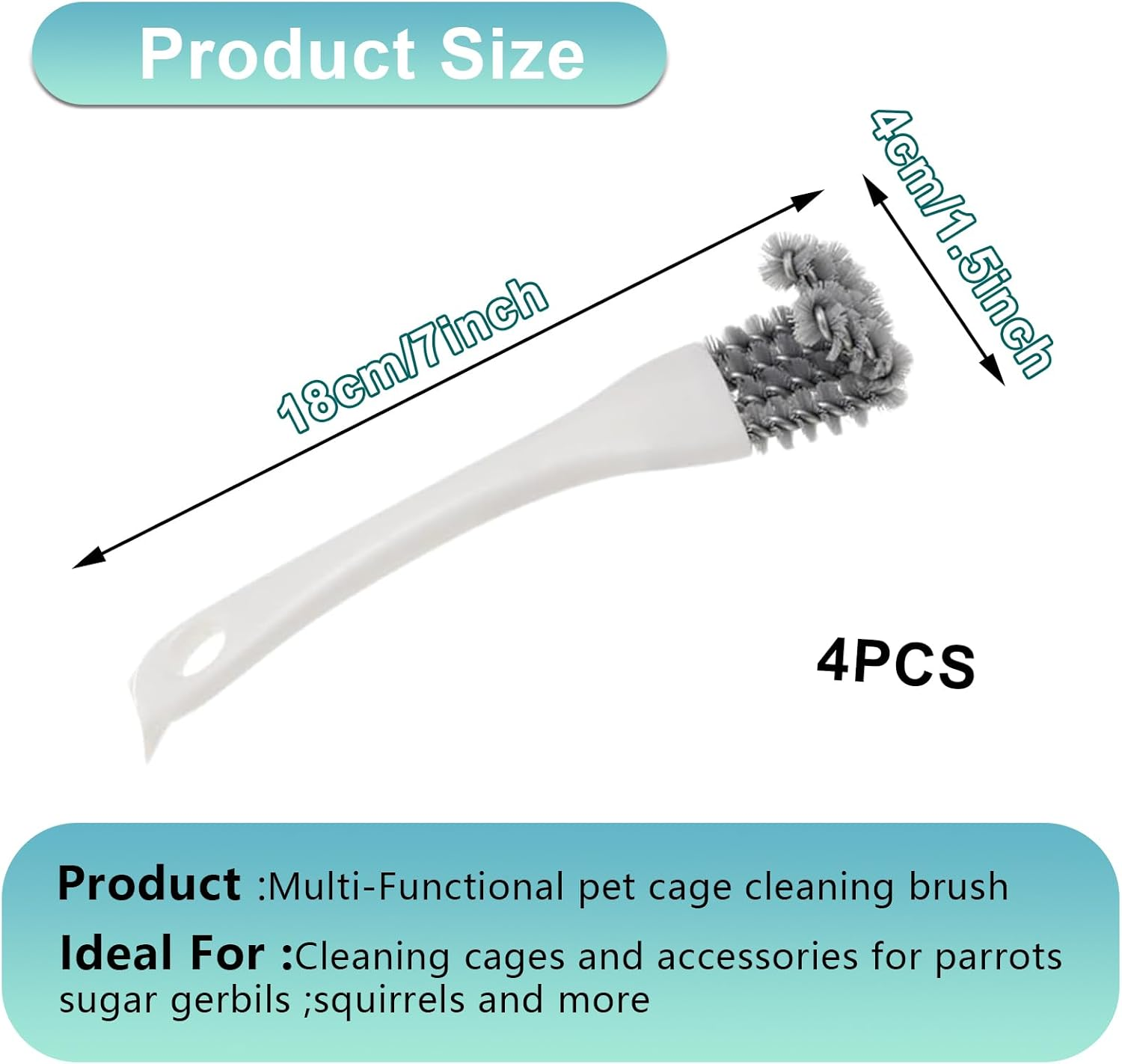 Kicder Bird Cage Cleaner with Long Handle & Shovel &ndash; Easy Bird Droppings Removal Brush for Parrot & Pet Cages & Bird Perch &ndash; Durable Cage Cleaning Tool & Accessory image number 2