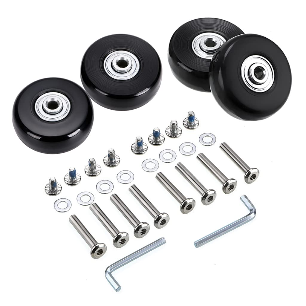 Sumnacon 4Pcs 43X18Mm Luggage Suitcase Replacement Wheels, Rubber Swivel Caster Wheels Bearings Repair Kits image number 3