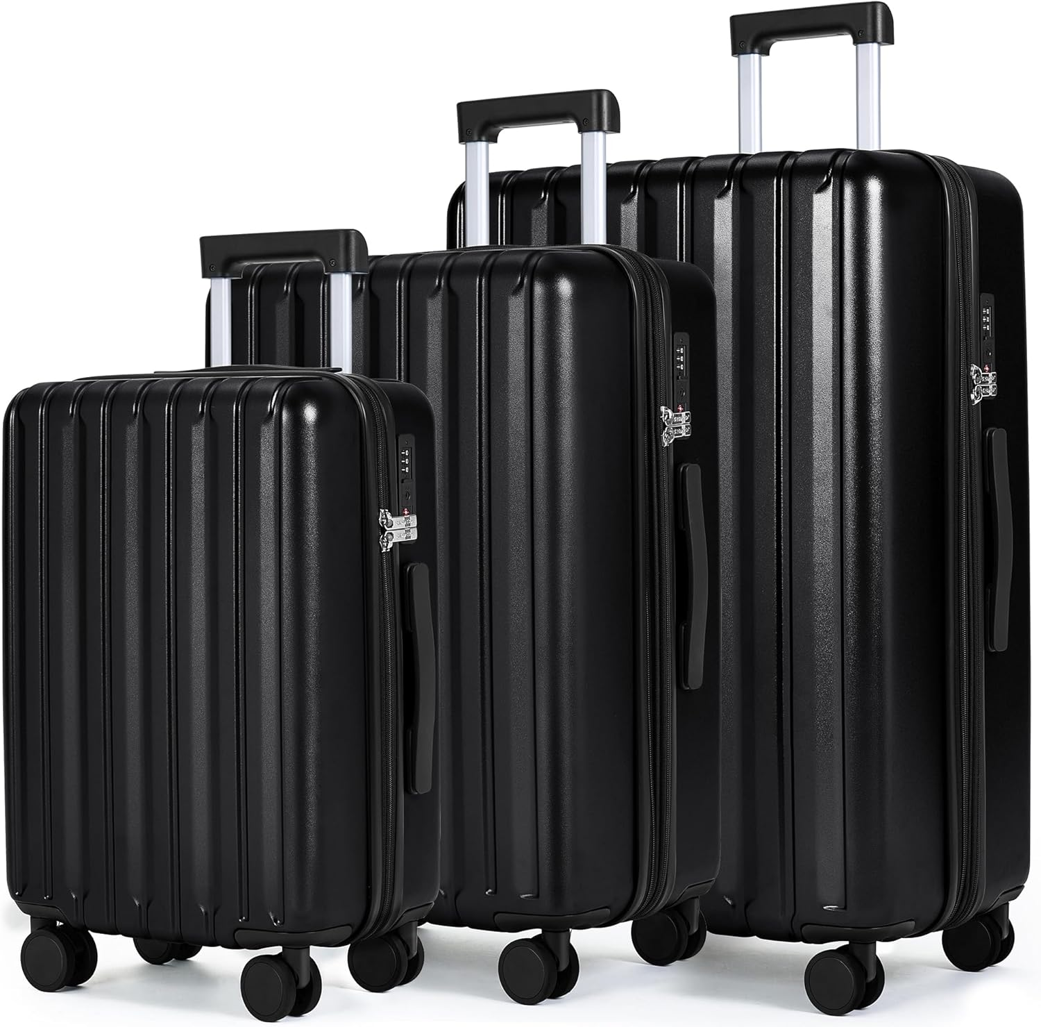 SHOWKOO Luggage Sets 3 Piece 100% PC Ultra Tough Hardside Expandable Suitcases Sets with TSA Approved Lock Double Spinner Wheels (20In/24In/28In, White