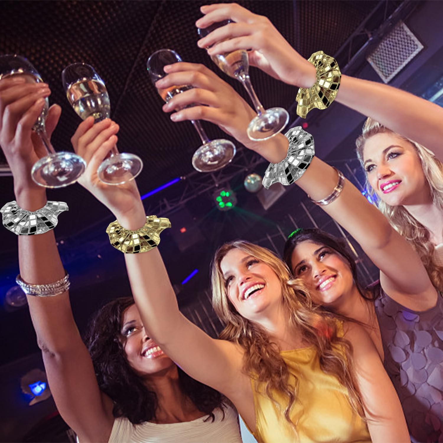 6 Pieces Sequin Hair Bobbles Glitter Hair Accessories for Women Ponytail Hair Bobbles Fashion Elastic Hair Bobbles Holiday Party Hairstyle Decoration image number 1