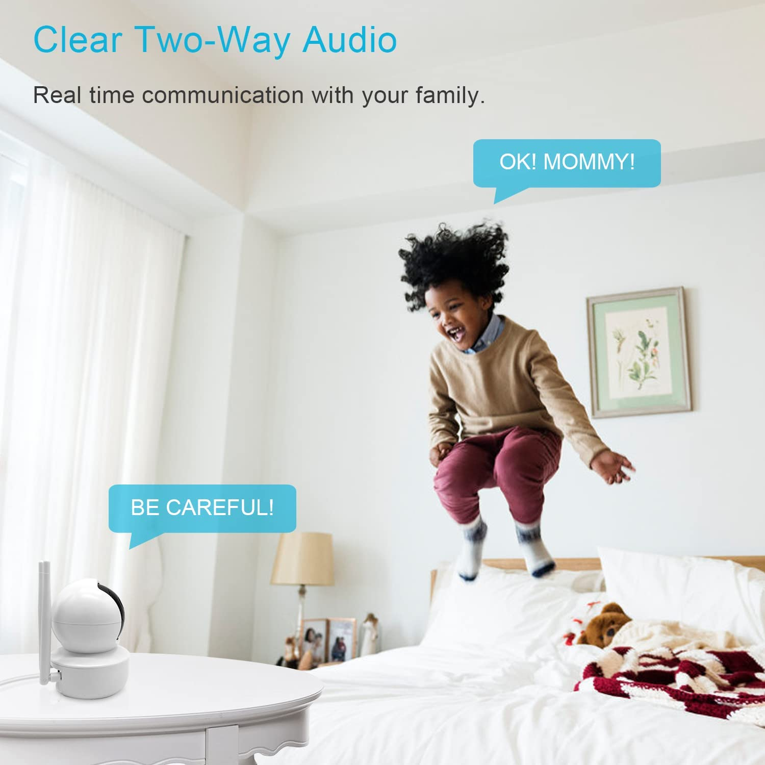 [Auto Tracking] Home Security Camera Wifi, GENBOLT Indoor Baby Monitor Surveillance Camera with Humanoid Detection, Nanny Pet Cam with Auto Cruise,1080P Loop Recording with Audio Baby Cry Alarm (2024) image number 3