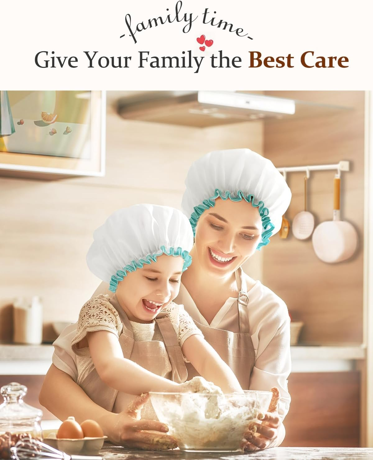 Mikimini Shower Cap for Women and Girls,Reusable,Waterproof, Washable, Cute and Soft,White image number 6