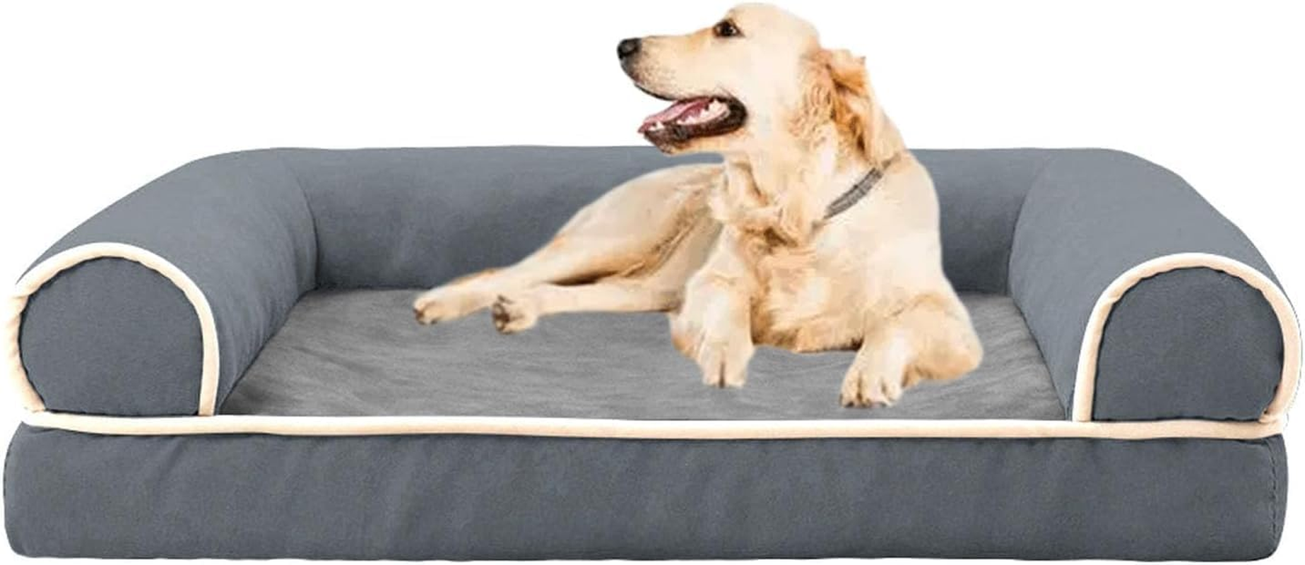 Dog Bed for Large Dogs, Orthopedic Washable Dog Bed with Removable Cover, Bolster Dog Sofa Pet Bed with Egg Foam & Nonskid Bottom, Medium Dog Sofa Beds (100 * 60CM) image number 2