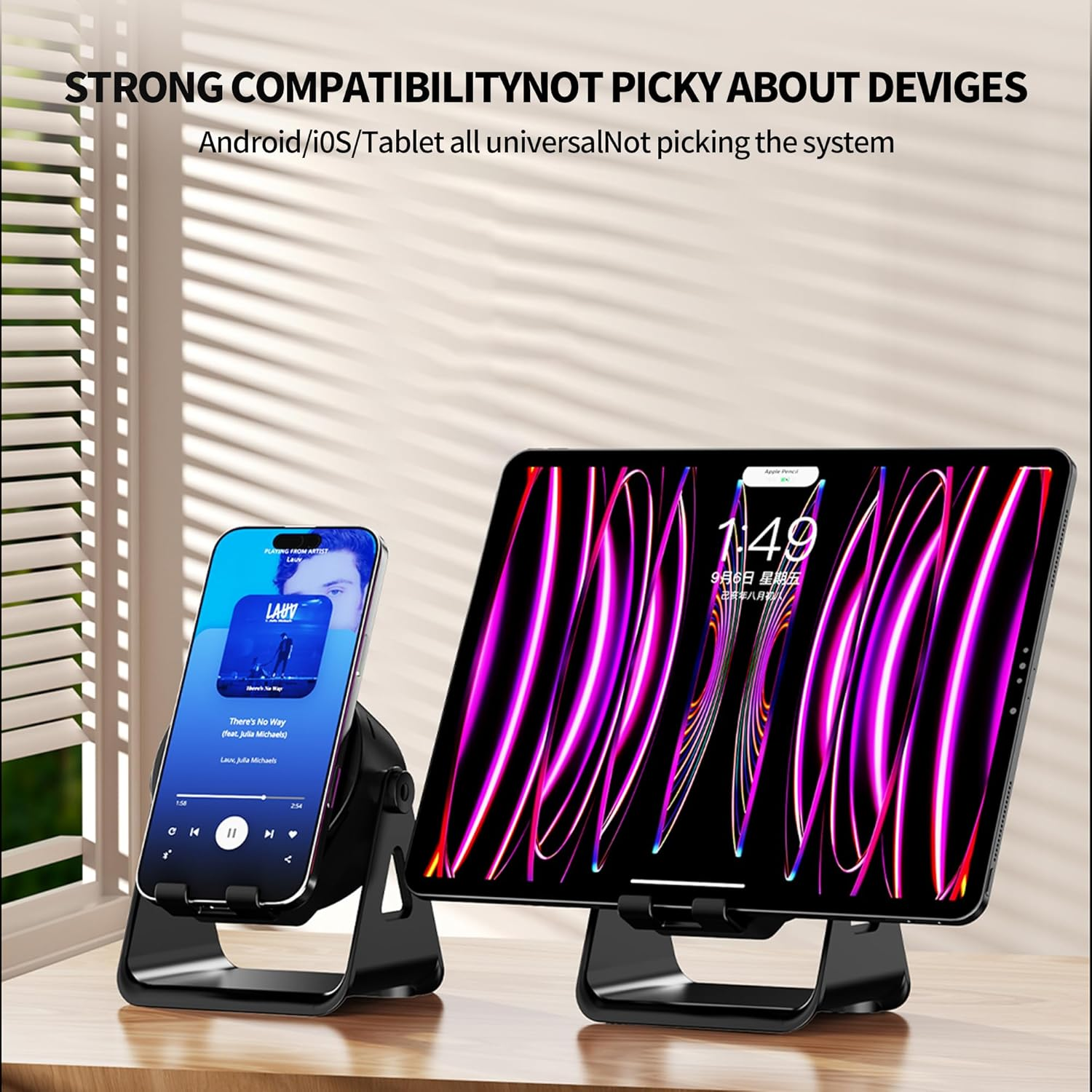 BGFOX Wireless Induction Bluetooth Speaker,3 - in - 1 Multifunctional with RGB Lights Wireless Induction Speaker,360&deg; Rotation Phone Holder Compatible for Tablet Iphone Android, Gifts for Men Women image number 1