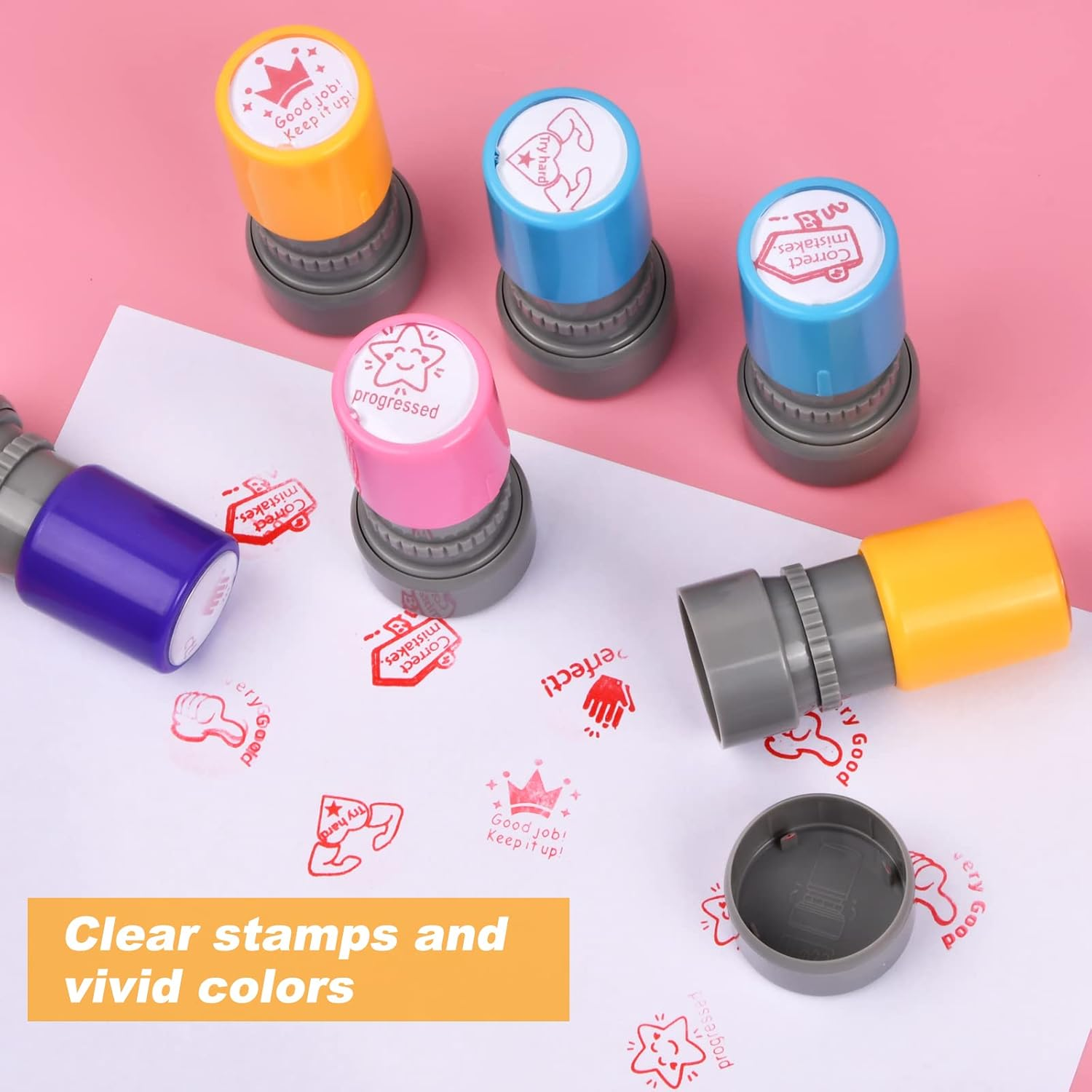 Teacher Stamps 6 Pieces Self-Inking Teacher Stamp Set, Self Inking Stamps for Teachers Supplies, Motivational Stamps for Grading & Encouragement, for Classroom Grading Motivation and Homework Review image number 6