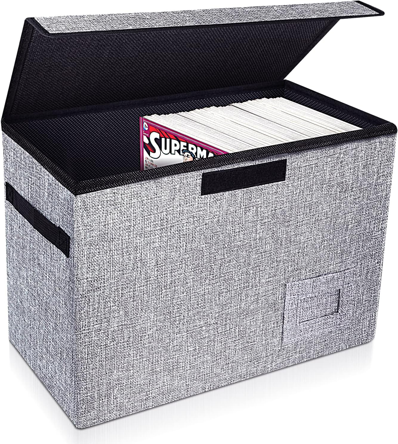 Leffis Comic Book Storage, Box 15.5" X 7.5" X 11.3", Collapsible Comic Short Box with Lids Holds 150 Comics Heavy Duty Comic Book Bin Container (2 Pack, Grey)