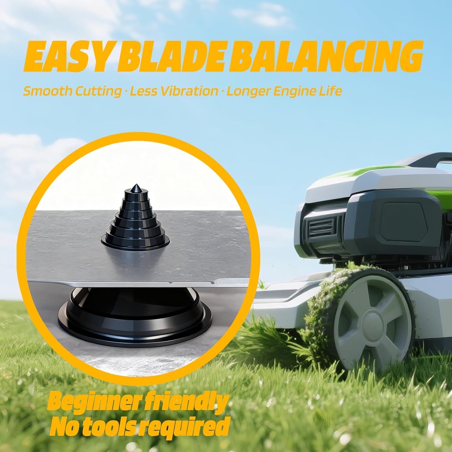 5Pack Lawn Mower Blade Sharpener, Universal Blade Sharpen Stone with Balancer, Rotary Knife Sharpener Angle Grinder for Any Power Hand Drill image number 5