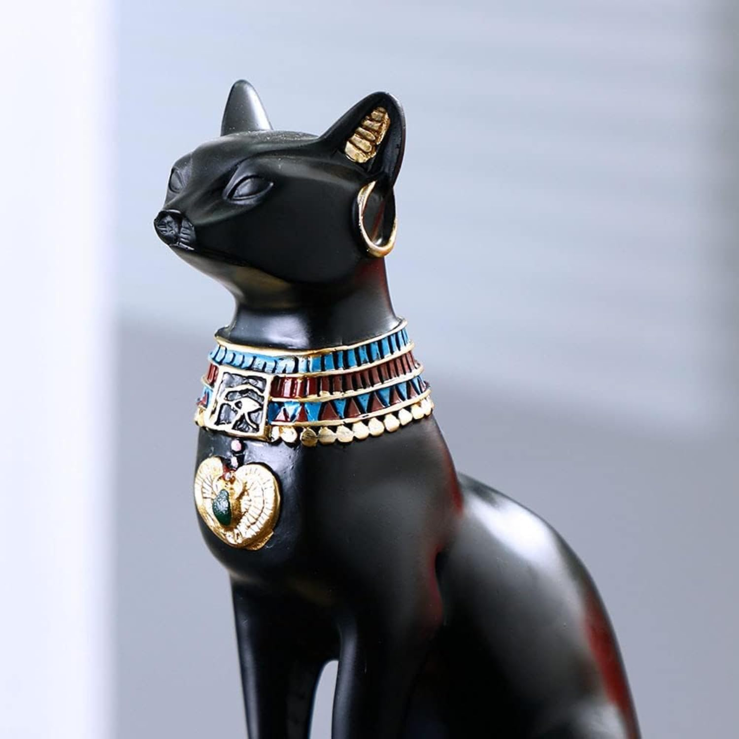 MOMOGEE Small Wine Rack Small Wine Bottle Holder Tabletop Wine Bottle Stand Premium Resin Material Decoration (BASTET) image number 1