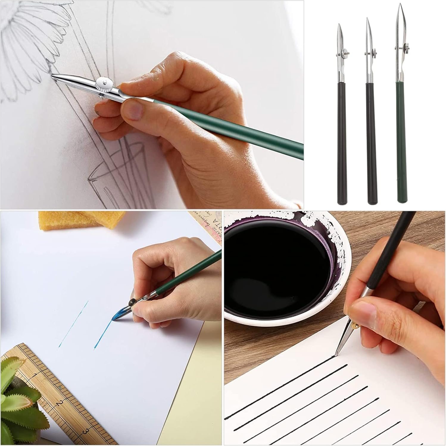 Beavorty 3Pcs Masking Fluid Pen for Kids Ruling Ink Pen Drawing Straight Lines Pen Fine Line Pen Line Drawing Pen Masking Pen Watercolor Calligraphy Masking Fluid Pen Art Ruler Cross Metal image number 4