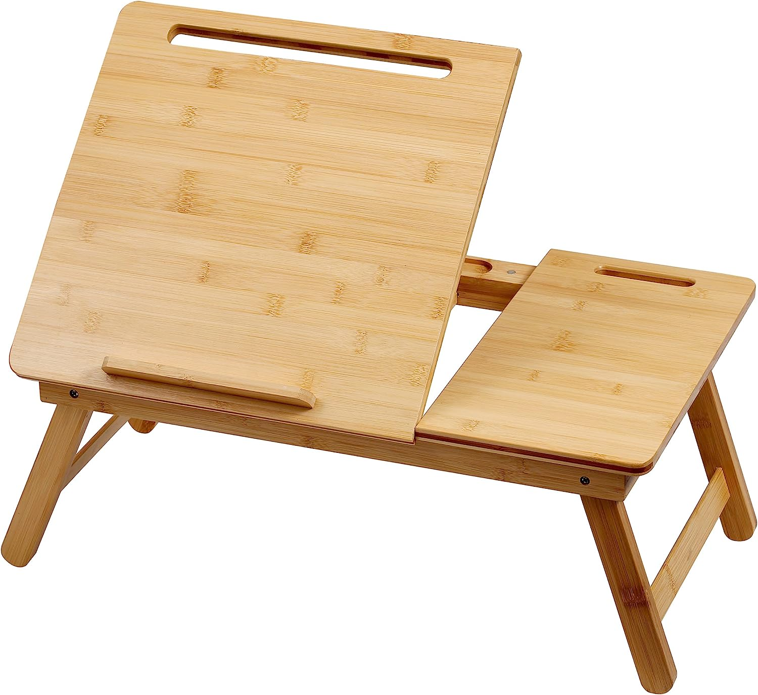 Bamboo Multi Tasking Laptop Bed Tray Multi-Position Adjustable Tilt Surface - Pull down Legs - Great for Computer Ipad Book Coloring Stand image number 4