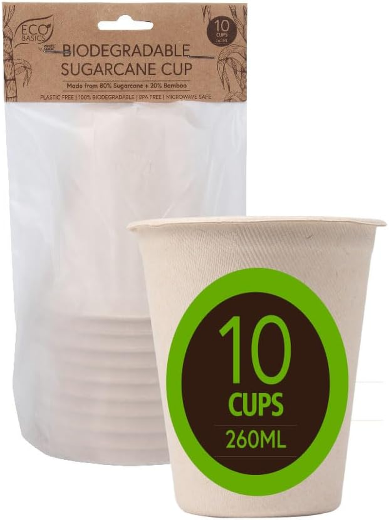 White Magic Eco Basics Biodegradable Sugar Cane Cup, 260 Ml Capacity, 10 Pieces image number 4