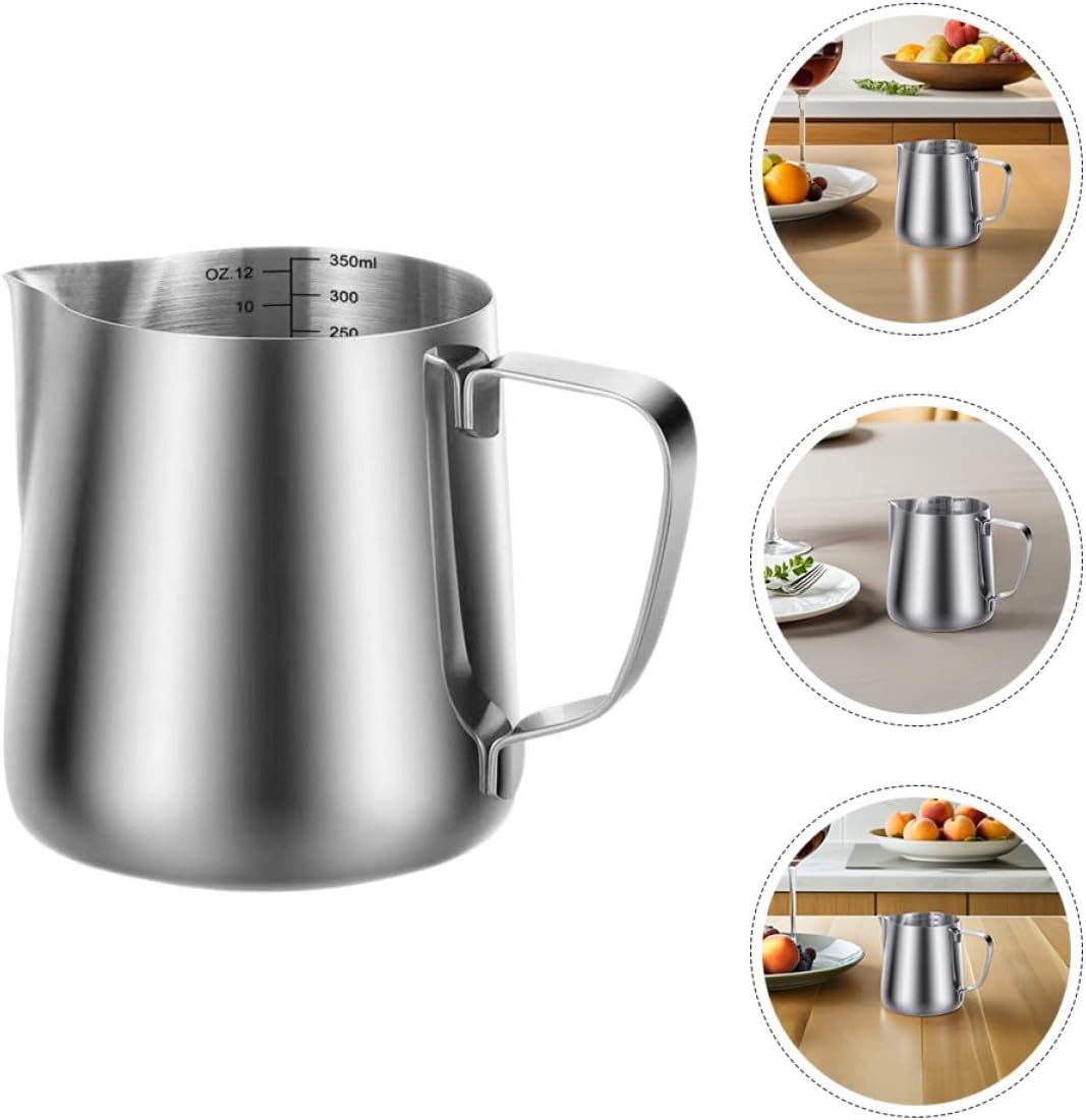 Ipetboom Stainless Steel Milk Frother Pitcher Set 350Ml Amp; 600Ml Milk Jug with Latte Art Pen for Coffee Machine Cappuccino and Espresso Frothing Cups image number 6