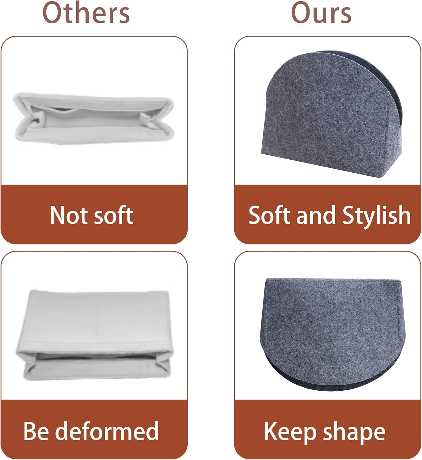 MISIXILE Felt Purse Organizer Insert Shell Tote Organizer for Women Fits Alma BB PM Insert (PM, Grey) image number 4