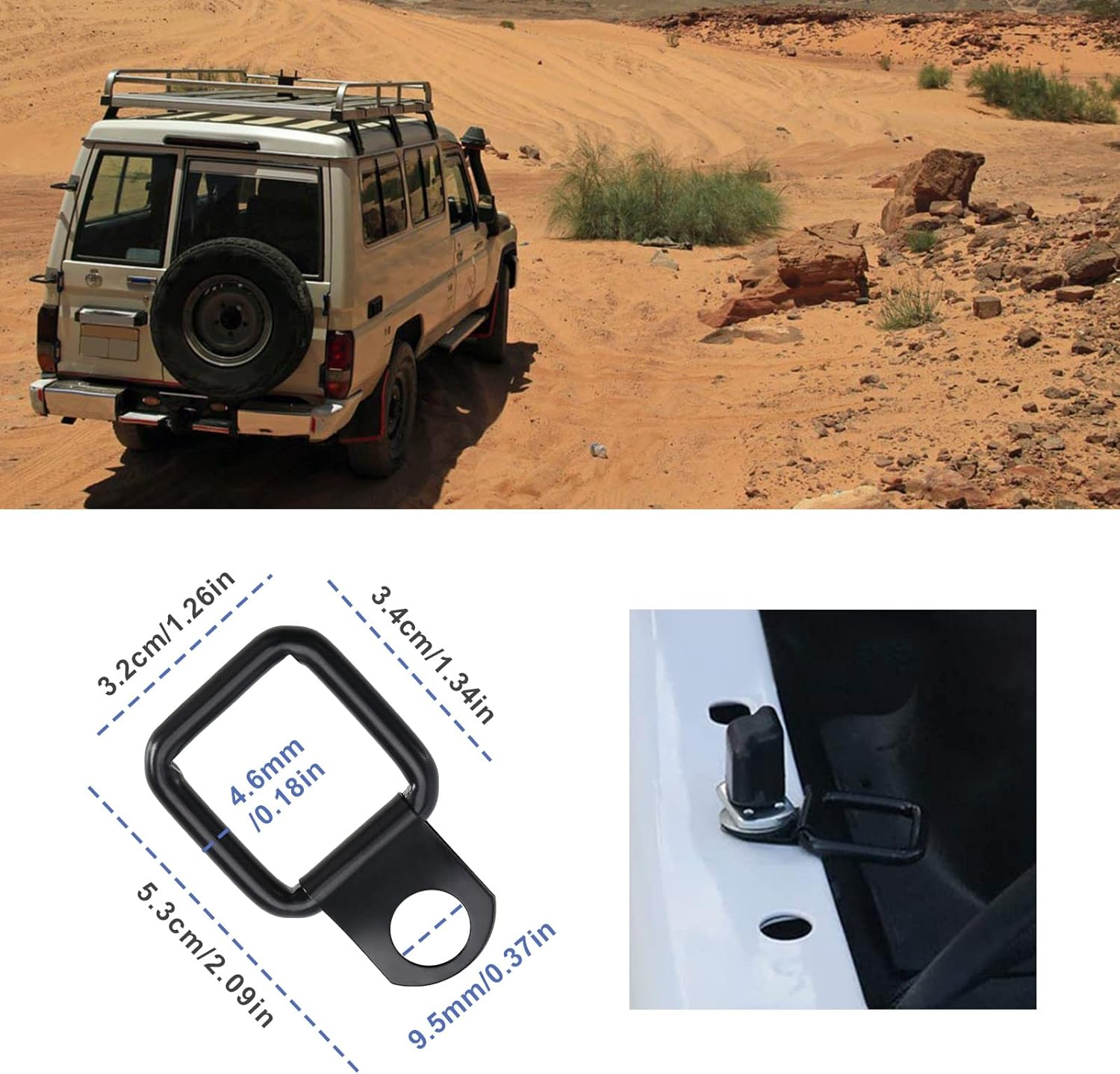 Emagtech 8PCS Tie down Anchors Heavy Duty D-Rings Compatible with Wrangler JK YJ TJ JKU Sports Sahara Rubicon X Unlimited Trucks Trailers Pickups Boats Motorcycles image number 4