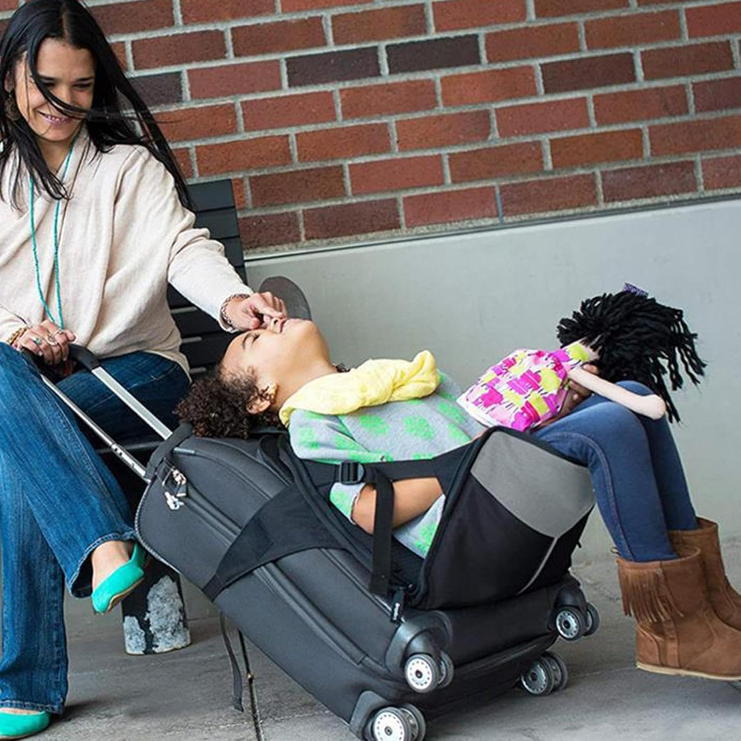 Kid Luggage Seat | Kid Luggage Seat | Child Travel Accessories | Travel Seat for Kids Carry-On Luggage for Comfortable Kids Children Outift with 13.58X12.99 Inches Black image number 1