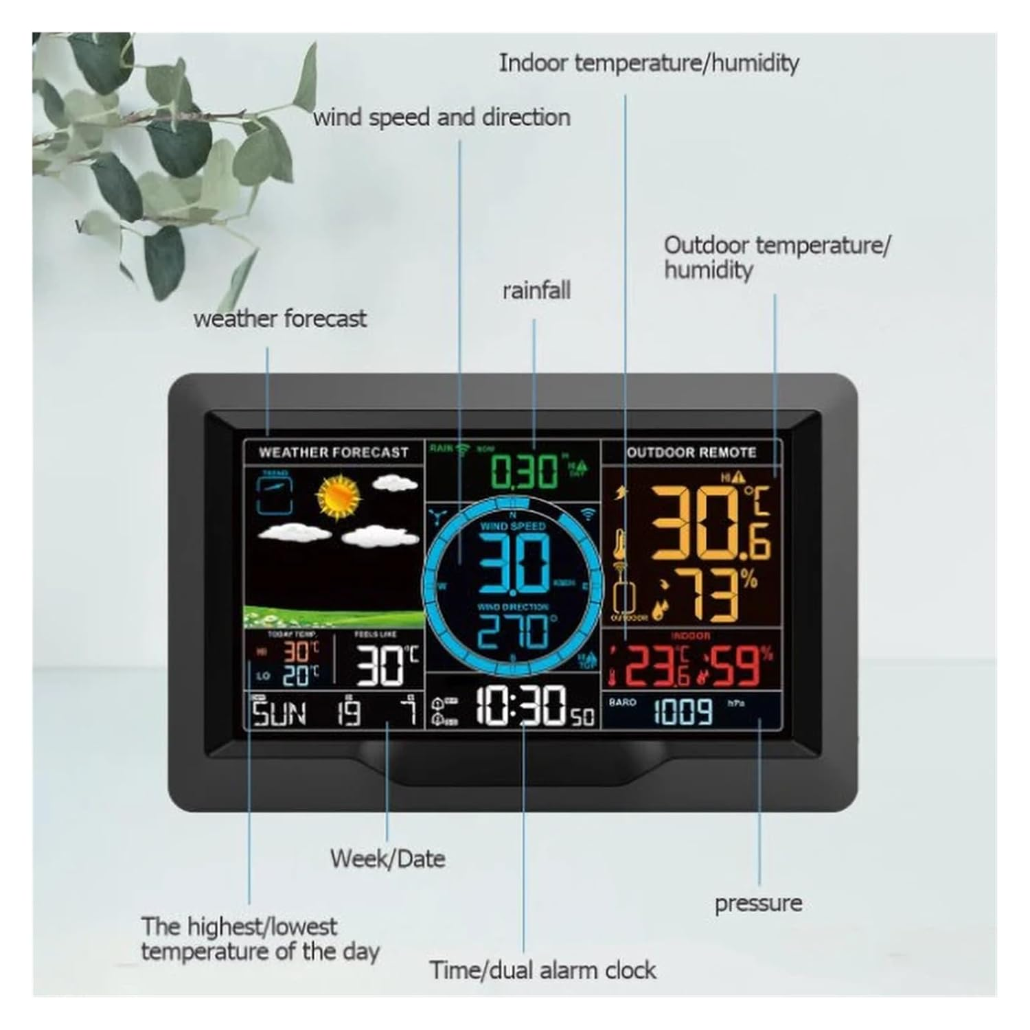 FJ3390A Multifunction Professional Digital Weather Station Wireless Forecast Clock Temperature Wind Speed Rain Detection image number 3