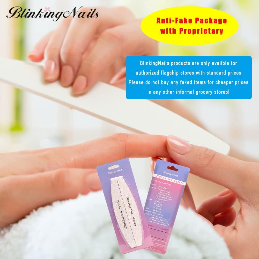Nail Files and Buffers Professional Nail File 100/180 Grit Sanding File Set Double Side Washable Block Filen Nails Disposable Nail Files Bulk of Nail Art Tools(10Pcs/Lot) image number 1