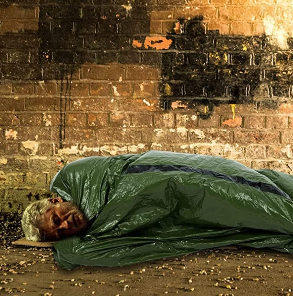 Survival Sleeping Bag, 2Pack Emergency Sleeping Bag Bivvy Bag, Reusable Portable Emergency Rescue Blanket Lightweight Waterproof Thermal Bivy Sack with 2 Whistle for Outdoor Camping image number 4