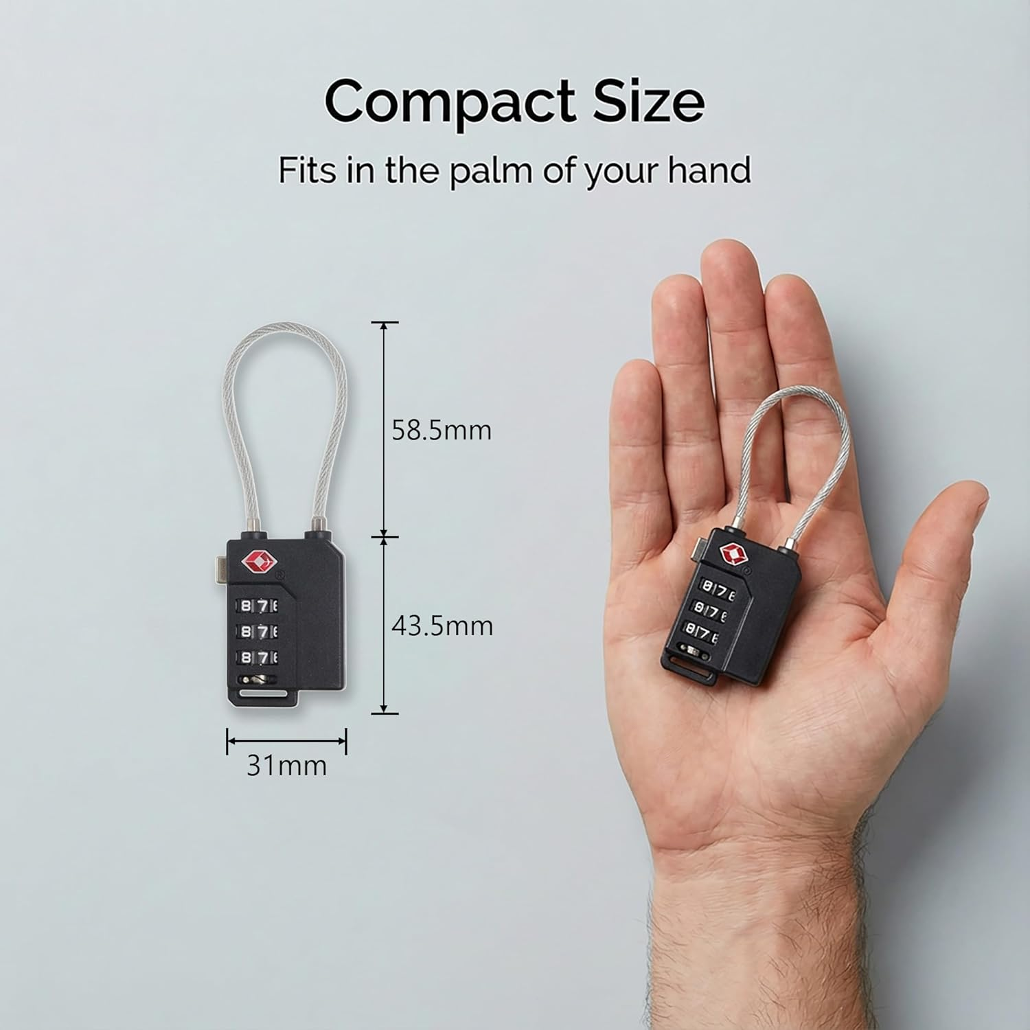 4 Pack TSA Approved Luggage Locks, Combination Travel Lock with Steel Cable for Suitcases, Bags, Backpacks &ndash; Black image number 2