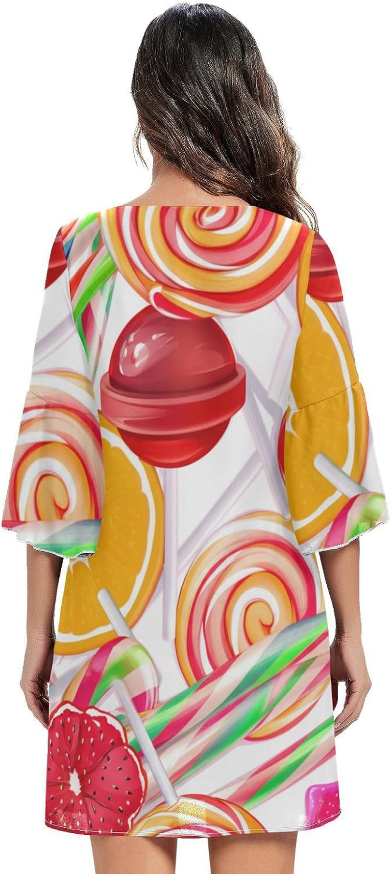 Vibrant Candies Colorful V Neck Dress Printed Line Maternity Dress S-XXL image number 4